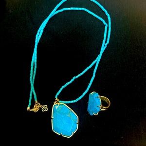 Kendra Scott Turquoise Ting and Necklace Set Original Price $280